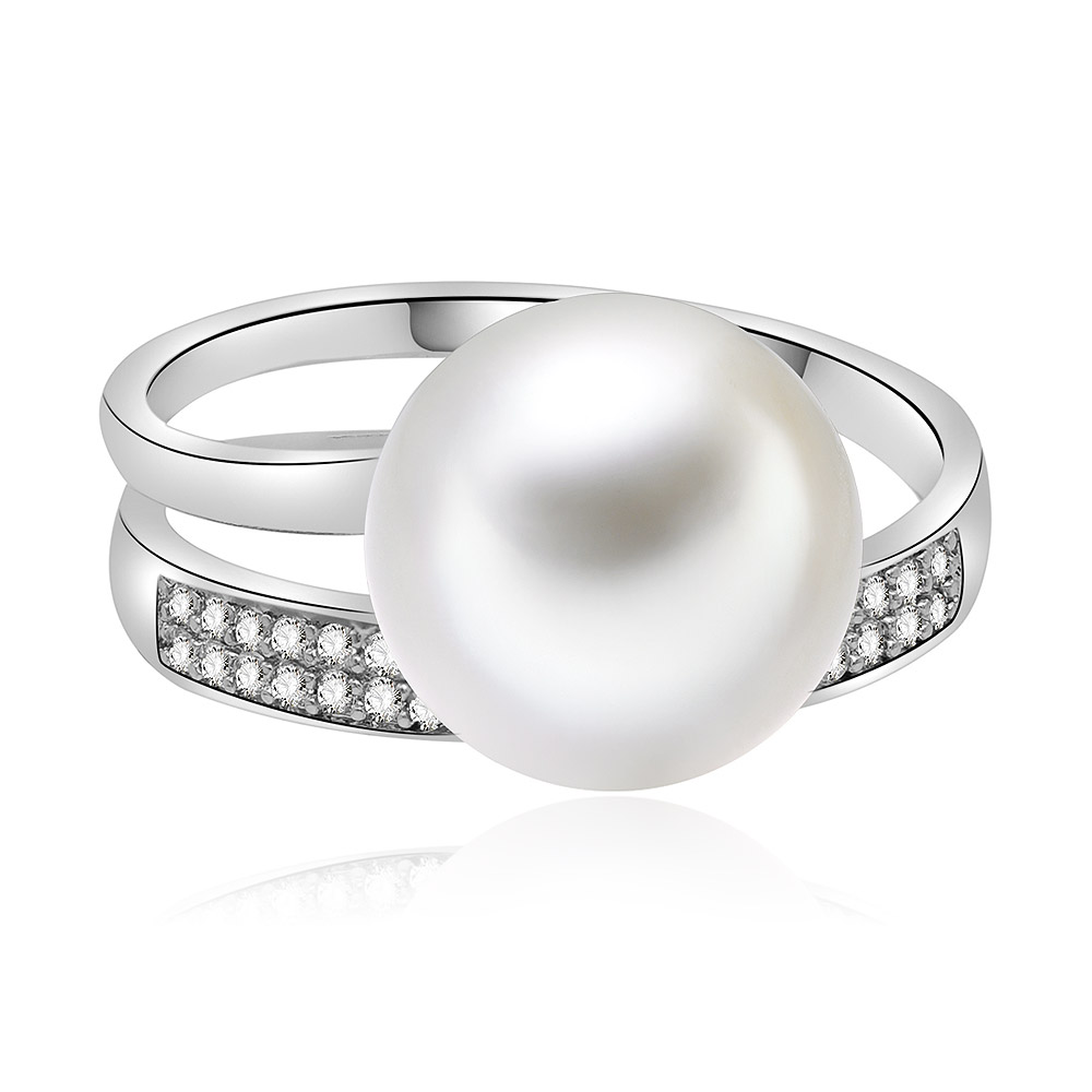 Swirl Pearl And CZ Ring